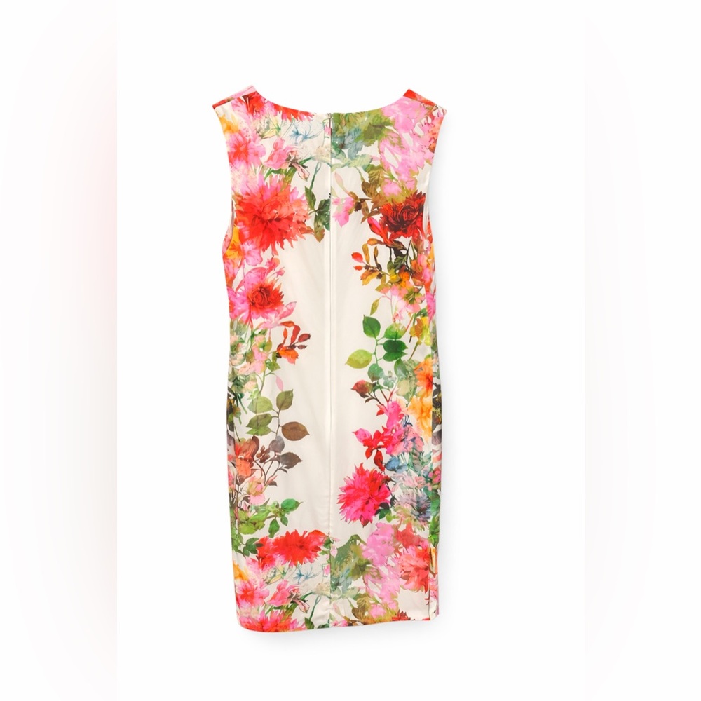 Vintage St.John Silk Blend Floral Sheath Dress Size 0 Sleeveless Designer Luxury - Picture 3 of 5